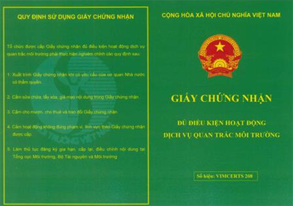 Giấy chứng nhận đủ điều kiện hoạt động Quan trắc môi trường - HÀ NỘI