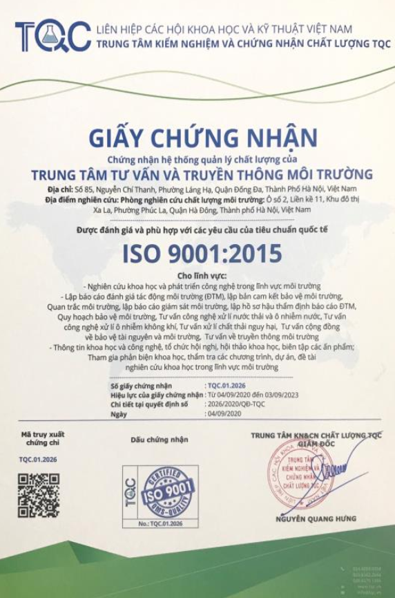 Giấy chứng nhận hệ thống quản lý chất lượng